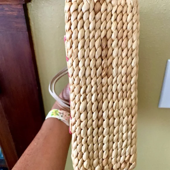 Woven Straw Bag with Cherry Design - Picture 3 of 5